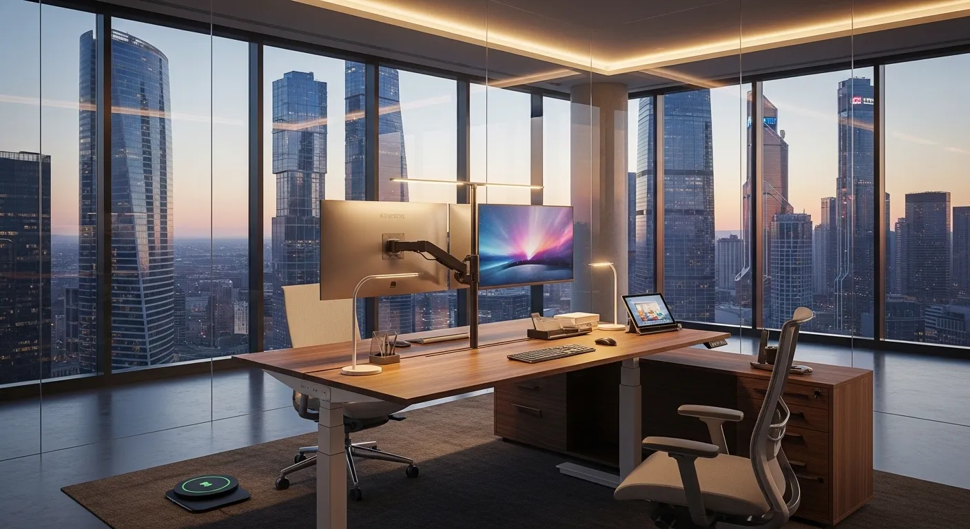 Mesa para computador com ajuste eletrônico de altura