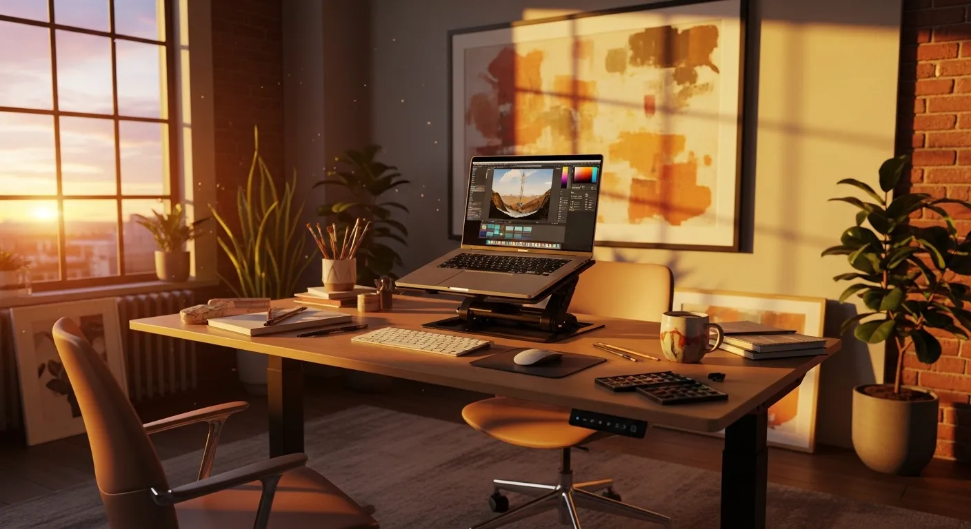 Mesa regulável eletrônica para conforto e ergonomia